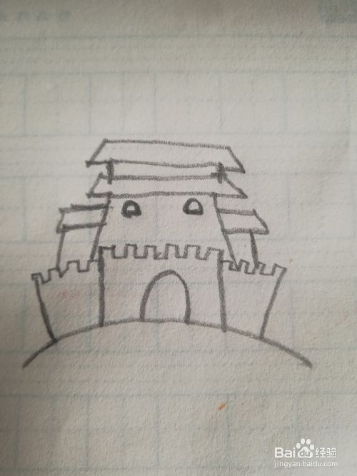 一个简单的城楼儿童画