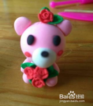 超轻黏土 小熊 玫瑰花 教程