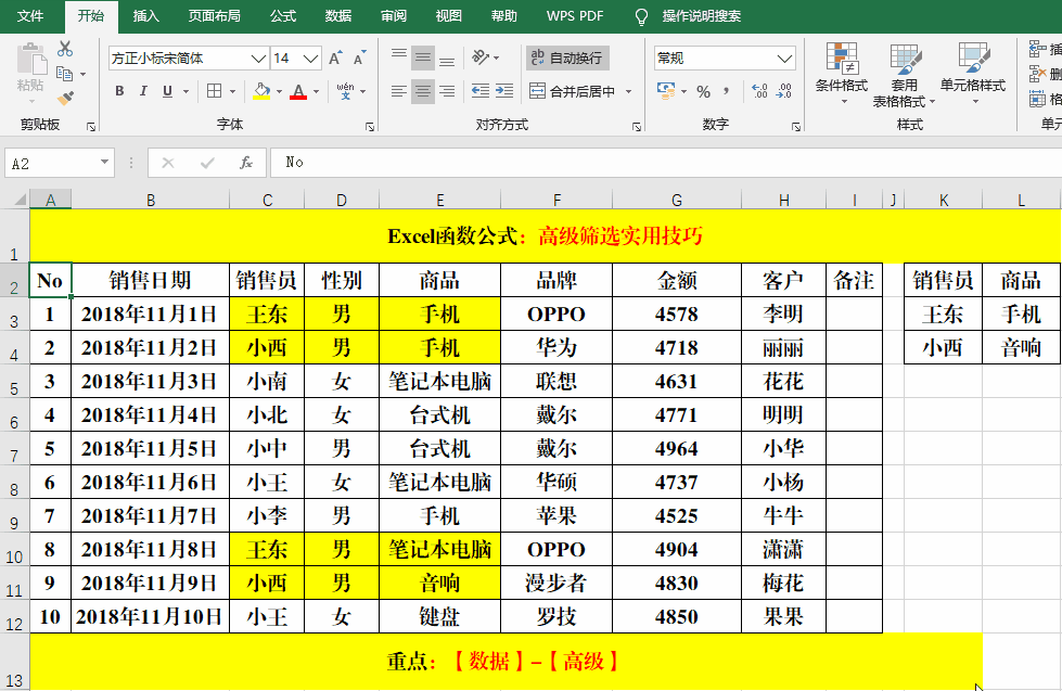 Excel“高级筛选”使用技巧解读！