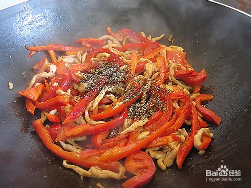 黑椒鸡丝炒红椒