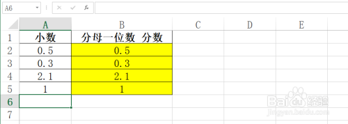 Excel工作表如何将小数变成分母一位数的分数