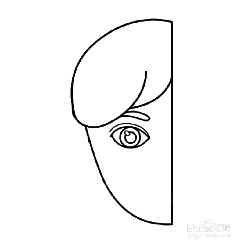 简笔画-如何画Q版半边脸女孩头像的简笔画