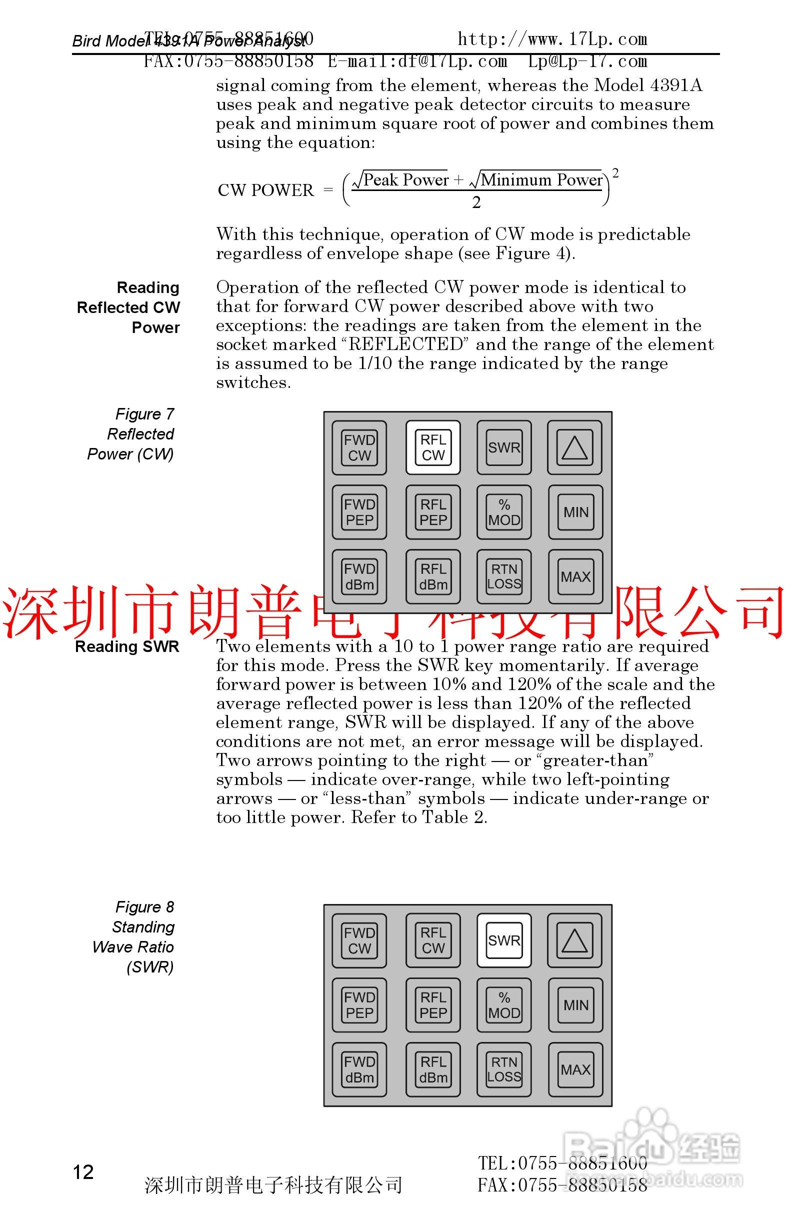 BIRD4391A鸟牌功率计使用手册:[3]