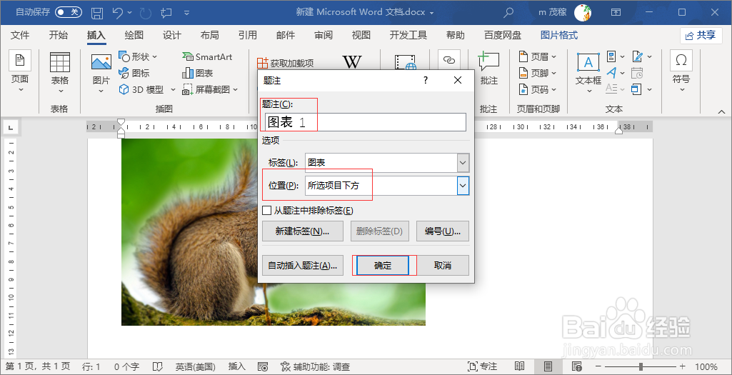word2021给图片注解文字