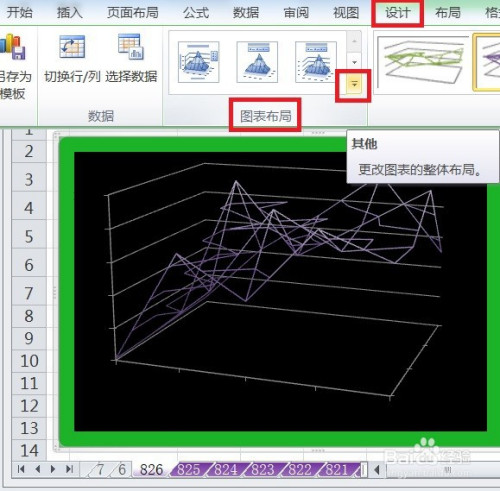 excel三维曲面图框架图的图表布局显示布局2效果