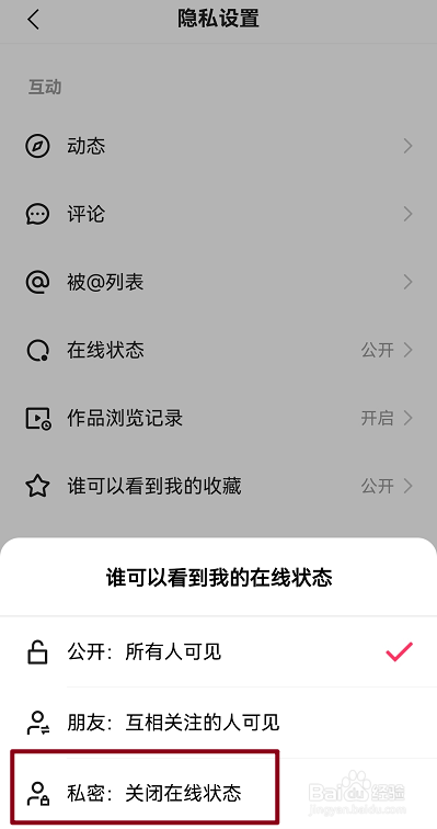 快手怎么关闭在线状态
