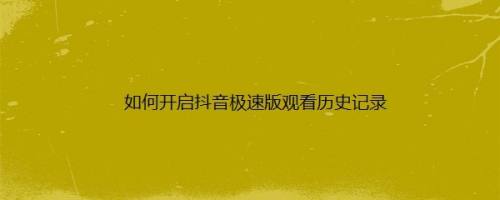 如何开启抖音极速版观看历史记录