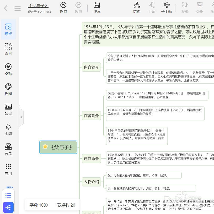 如何制作《父与子》思维导图，它带着教程来喽!