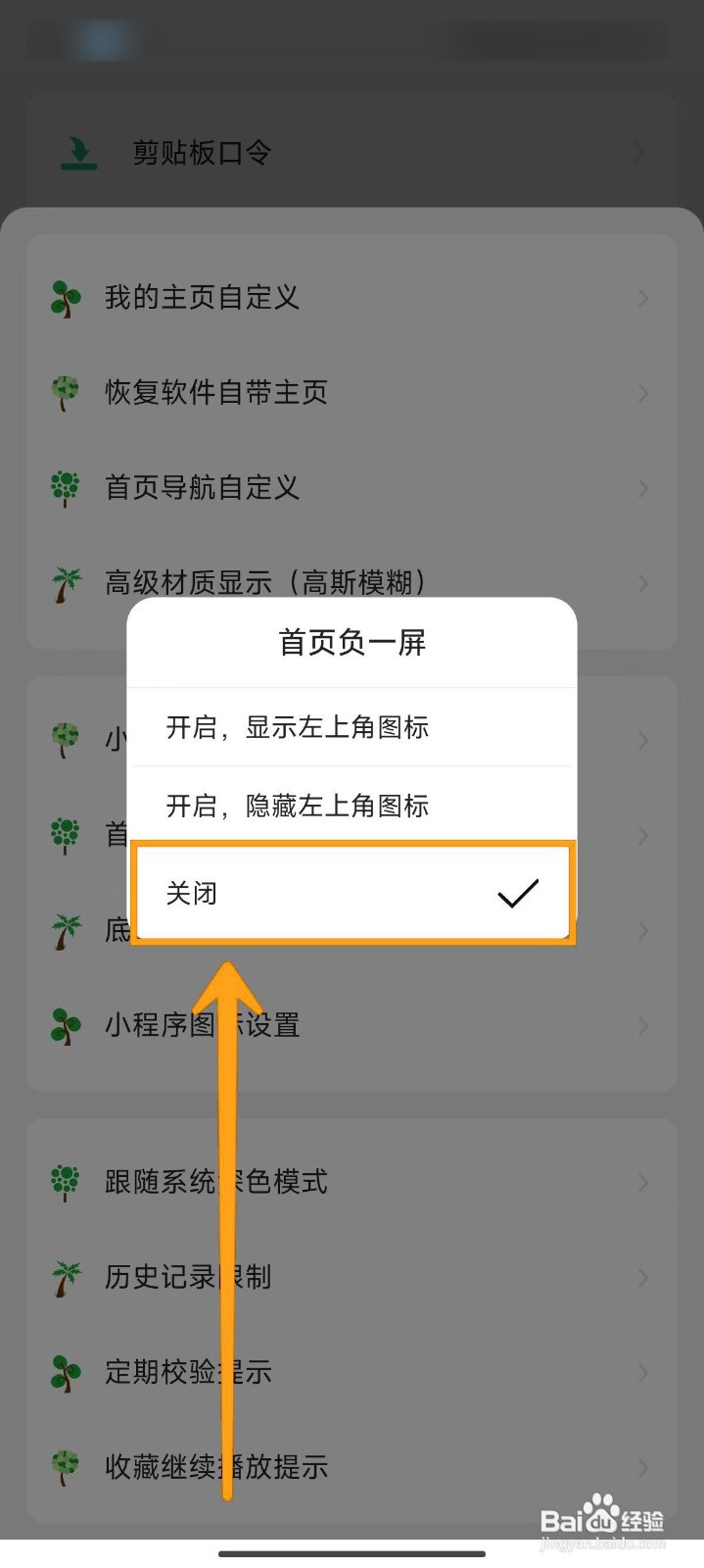 如何关闭海阔视界的首页负一屏？