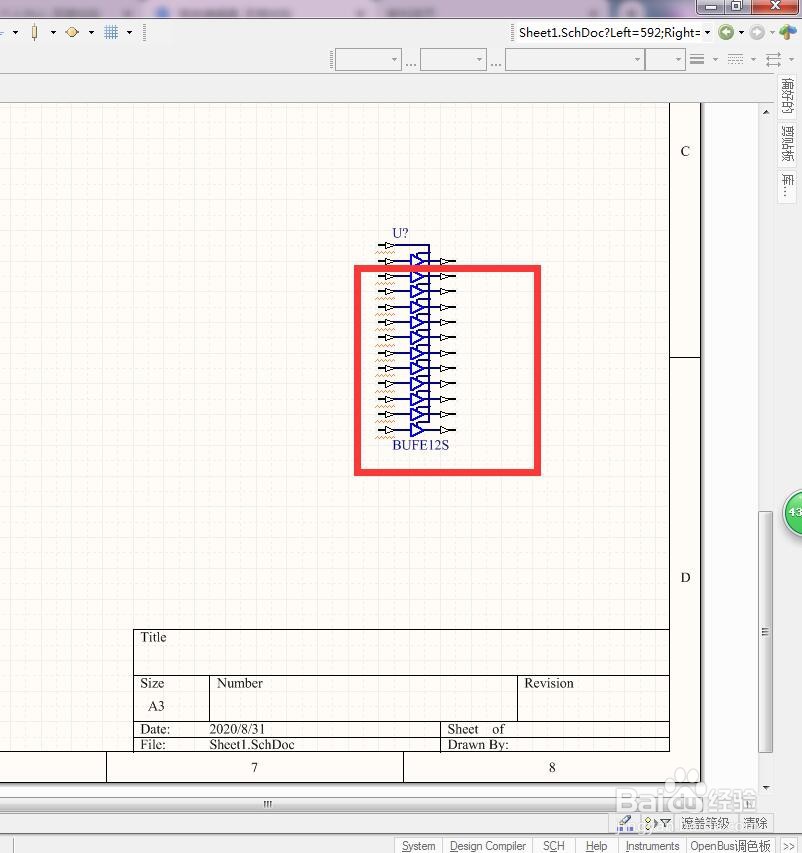 如何在AD中放置带控制脚12位分立3状态缓冲器？