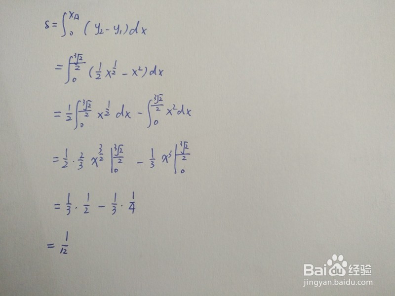 曲线y1=x^2与y2=(1/n)√x围成的面积