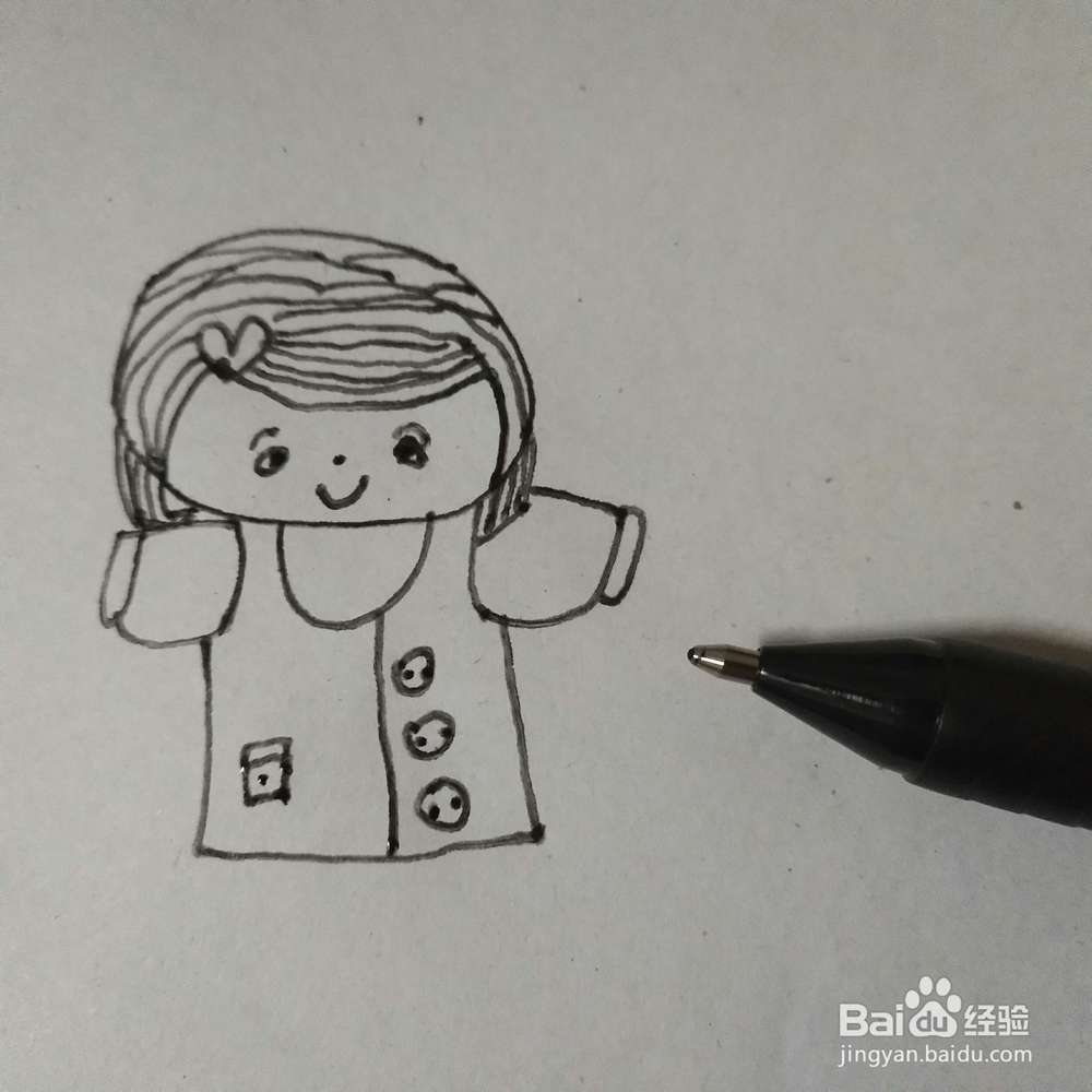 简笔画做早操女孩