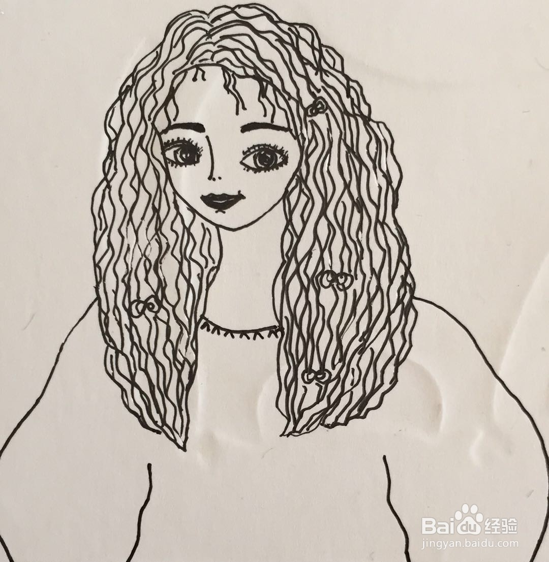 插画教程之微笑的卷发女孩
