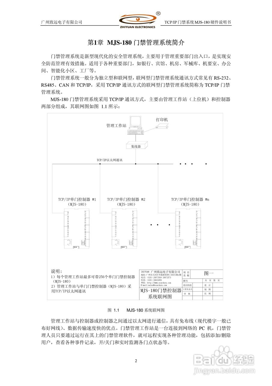 MJS-180 TCP IP门禁控制系统硬件使用说明书:[1]