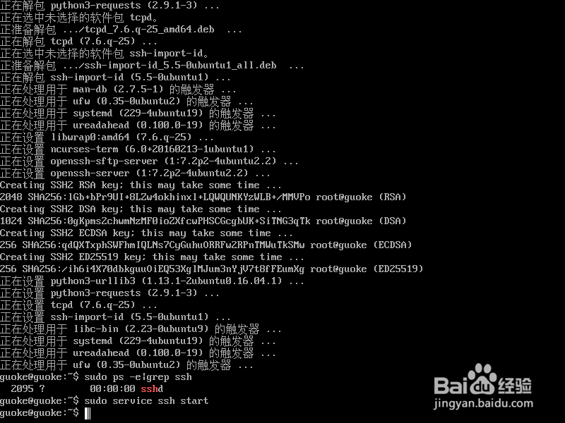 ubuntu16.04 server 开启 ssh