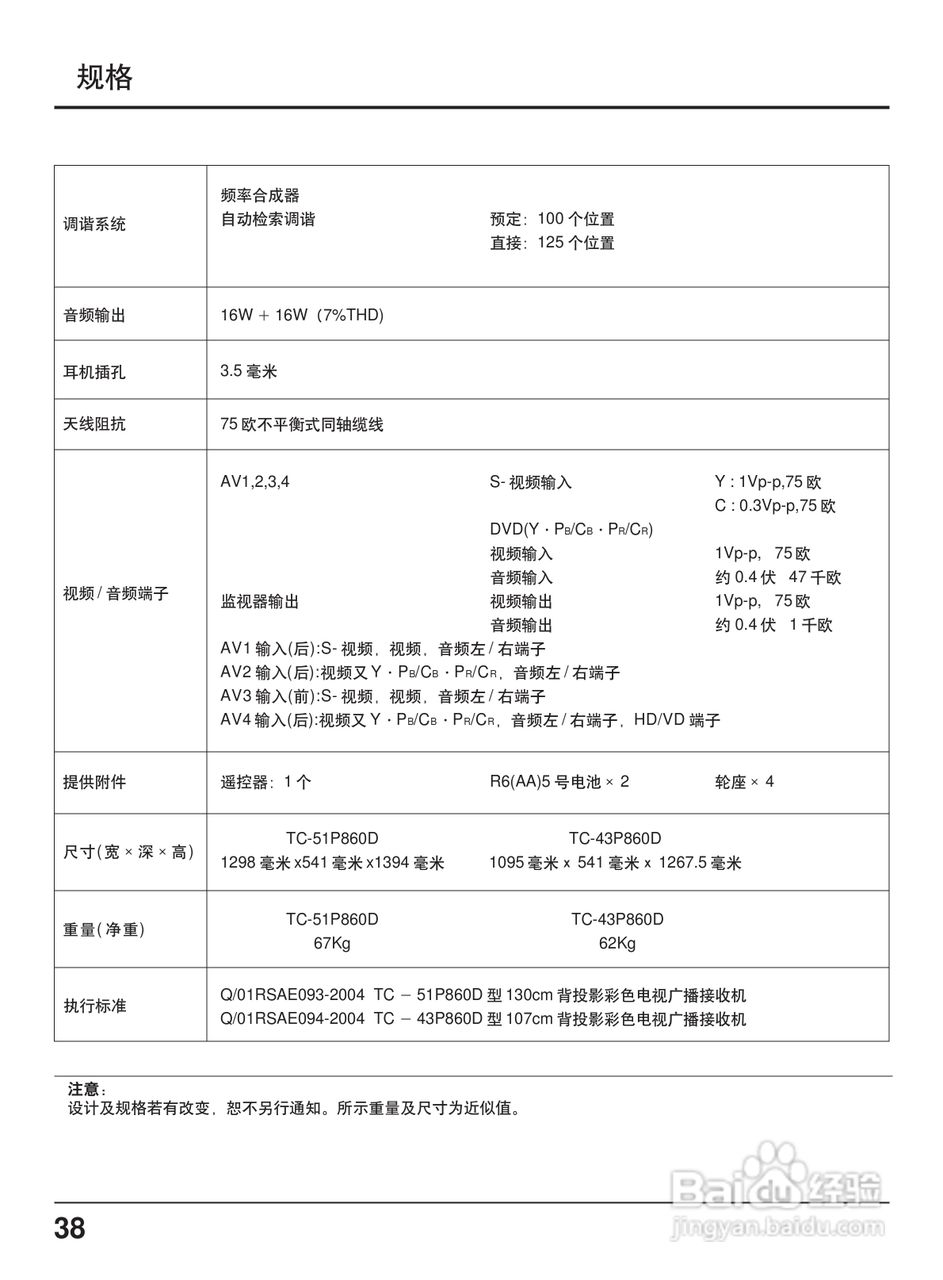 松下TC-56P800D投影式彩电使用说明书:[4]