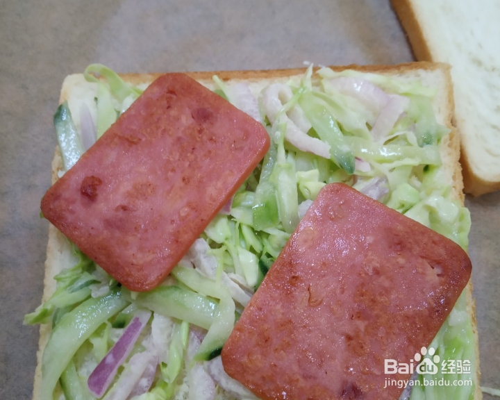 教你做茄味肉火腿蔬菜三明治