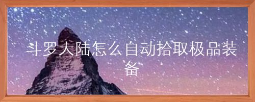 斗罗大陆怎么自动拾取极品装备