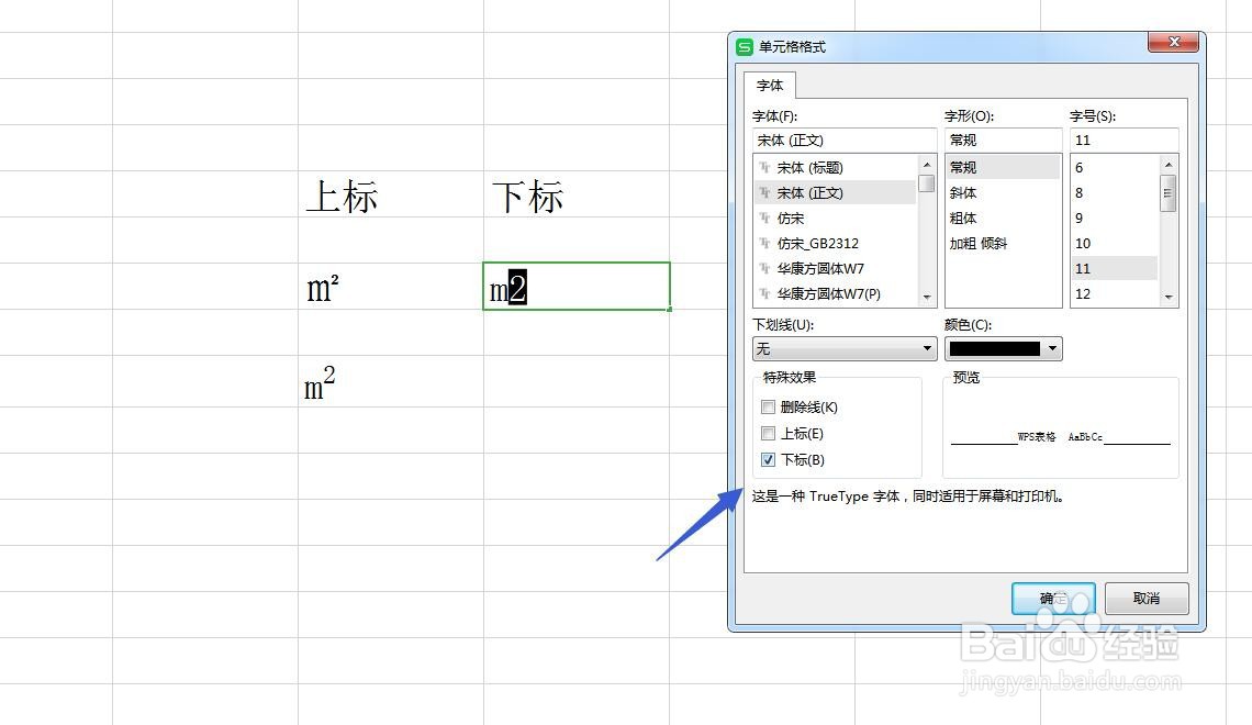 Excel/WPS表格怎么输入上标和下标