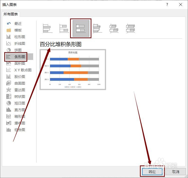 PPT幻灯片中如何插入百分比堆积条形图？