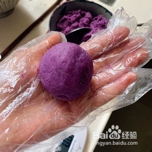 紫薯味豆沙糕