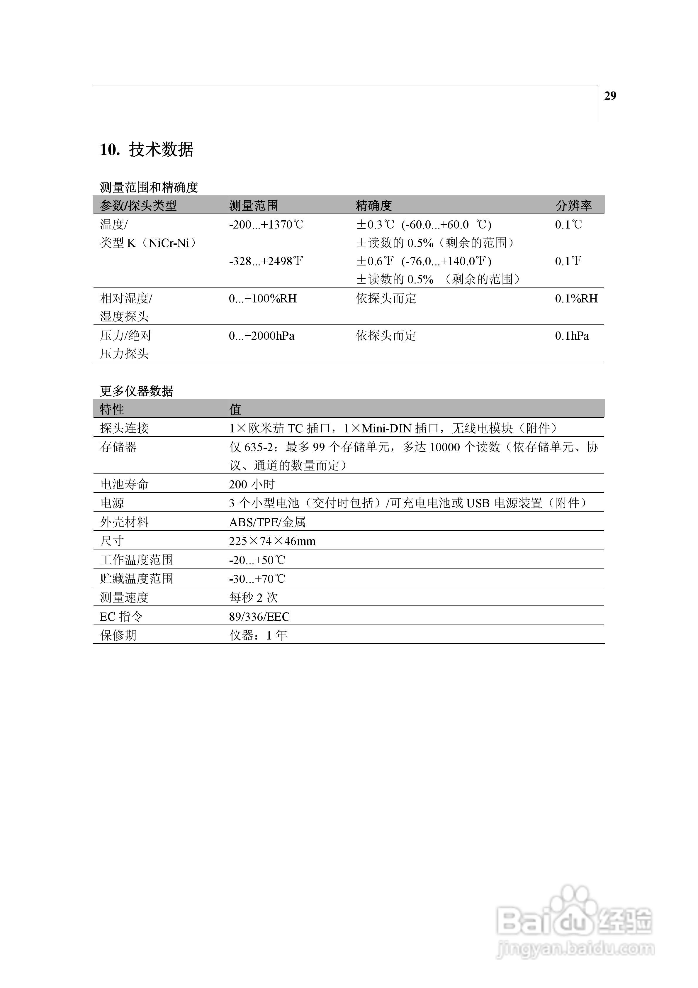 德图testo 635湿度/温度/压力露点测量仪器使用说明书:[3]