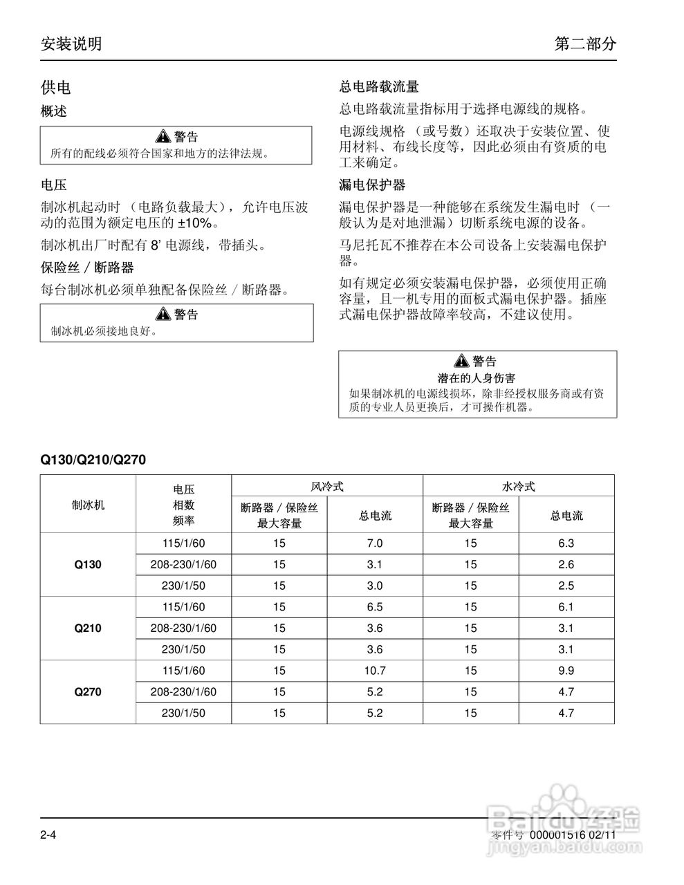 Manitowoc万利多QY0214A制冰机说明书:[2]