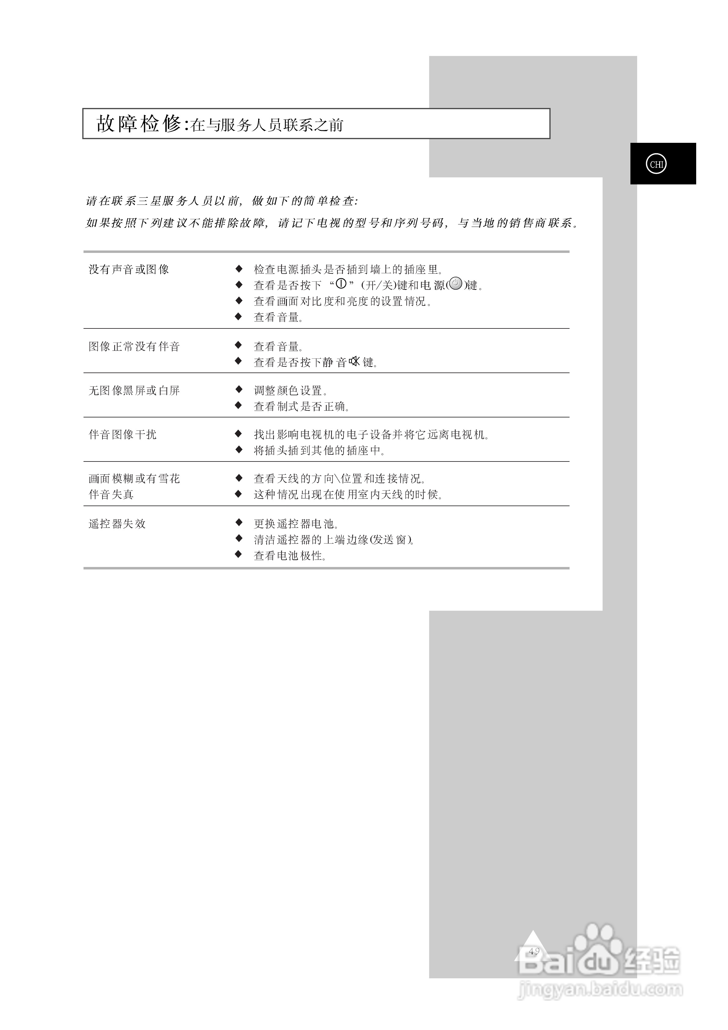 三星SP43T9HR背投影彩色电视机使用说明书:[5]