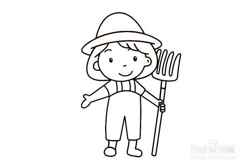 农民女孩简笔画