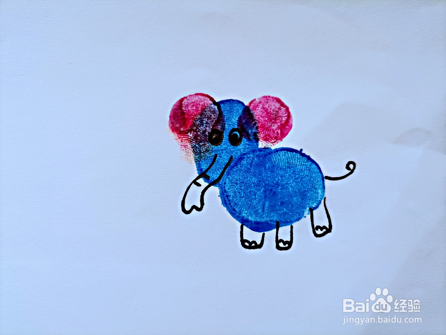 儿童指印画 如何用手指印画大象