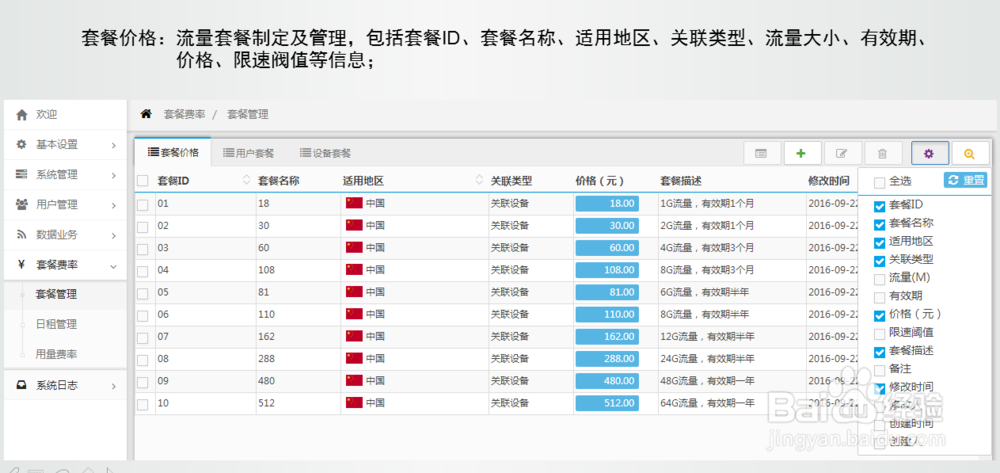 UUWiFi数据流量管理系统套餐费率管理