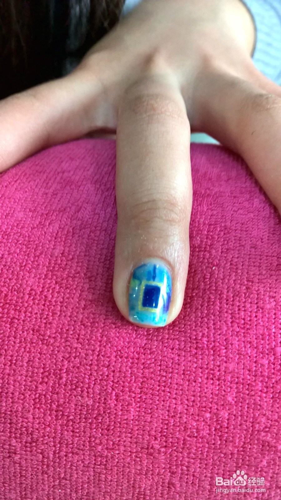 蓝色风情 美甲 十指细节图