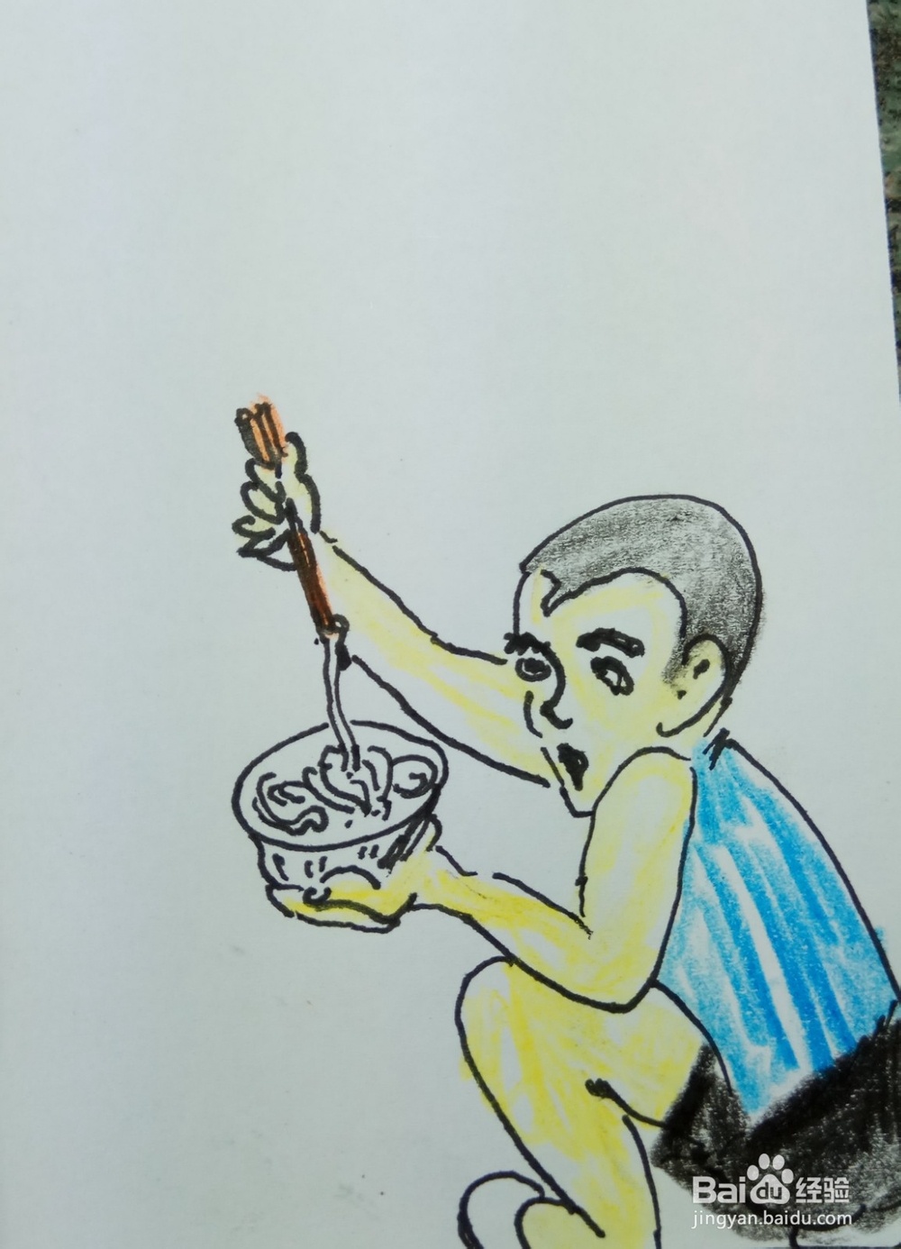 怎样画简笔画“我爱吃面条”