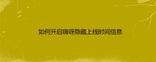 如何开启嗨呀隐藏上线时间信息