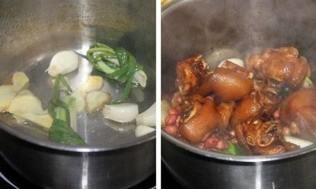 姜葱花生焖猪蹄