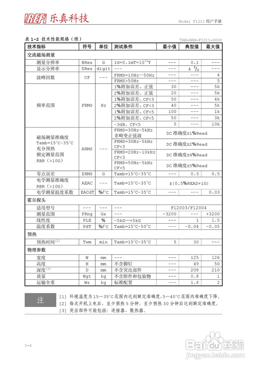 乐真科技数字高斯/毫特斯拉计F1211用户手册:[2]
