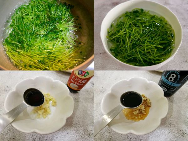 豌豆苗拌核桃仁