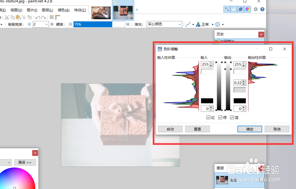 怎么用paintnet调整图片的色阶