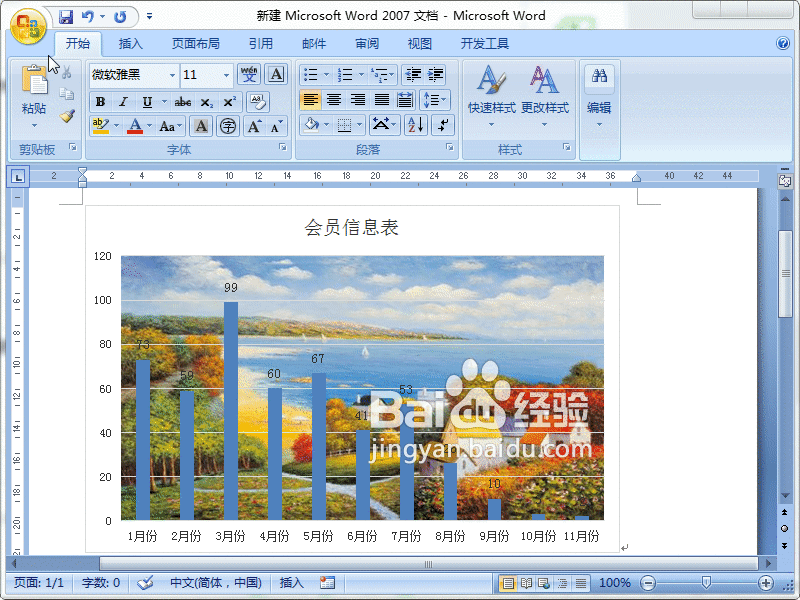Word2007怎么给图表添加背景