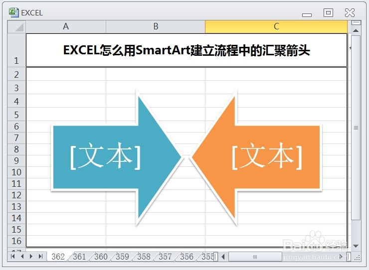 EXCEL怎么用SmartArt建立流程中的汇聚箭头