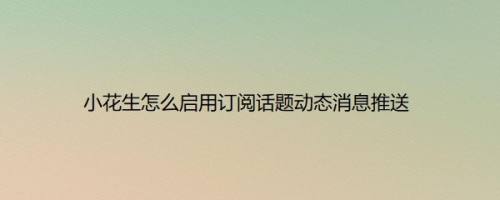 小花生怎么启用订阅话题动态消息推送