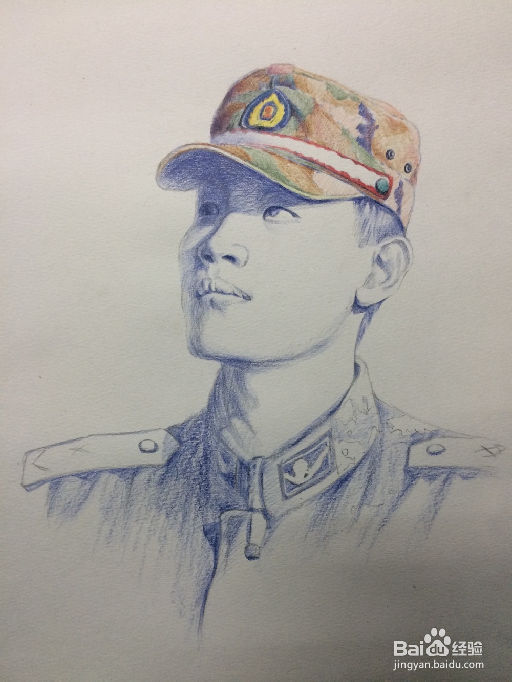 素描：彩铅肖像画画法，武警消防战士绘画艺术。