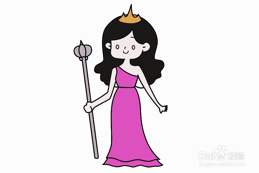 拿着权杖的女王的简笔画