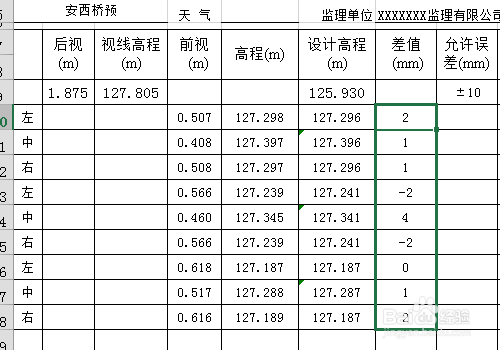 怎么做一个自动计算的标高测量记录表