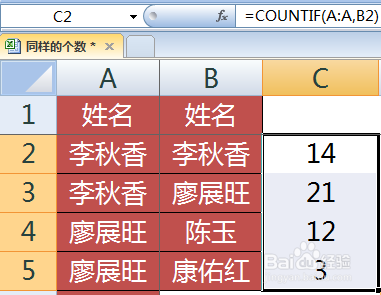 excel如何快速统计一列中相同数值出现的个数
