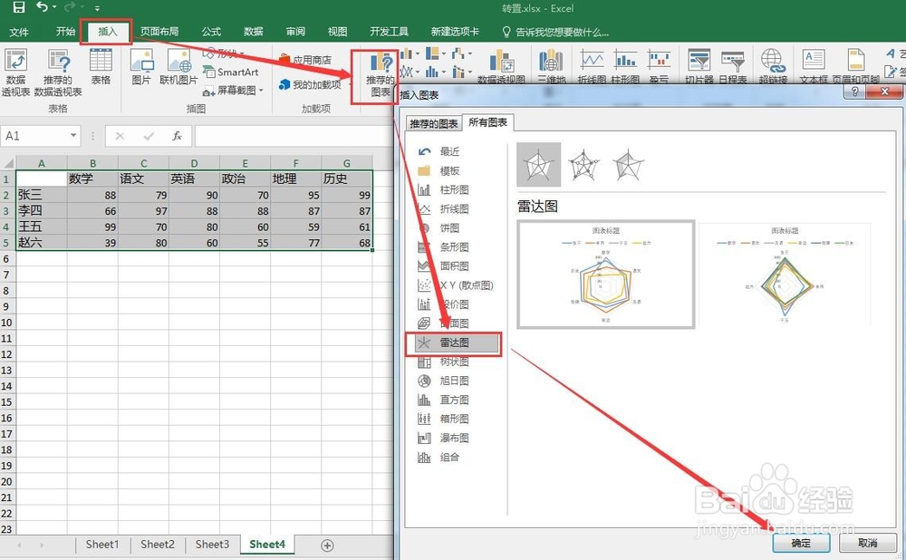 Excel如何制作雷达图