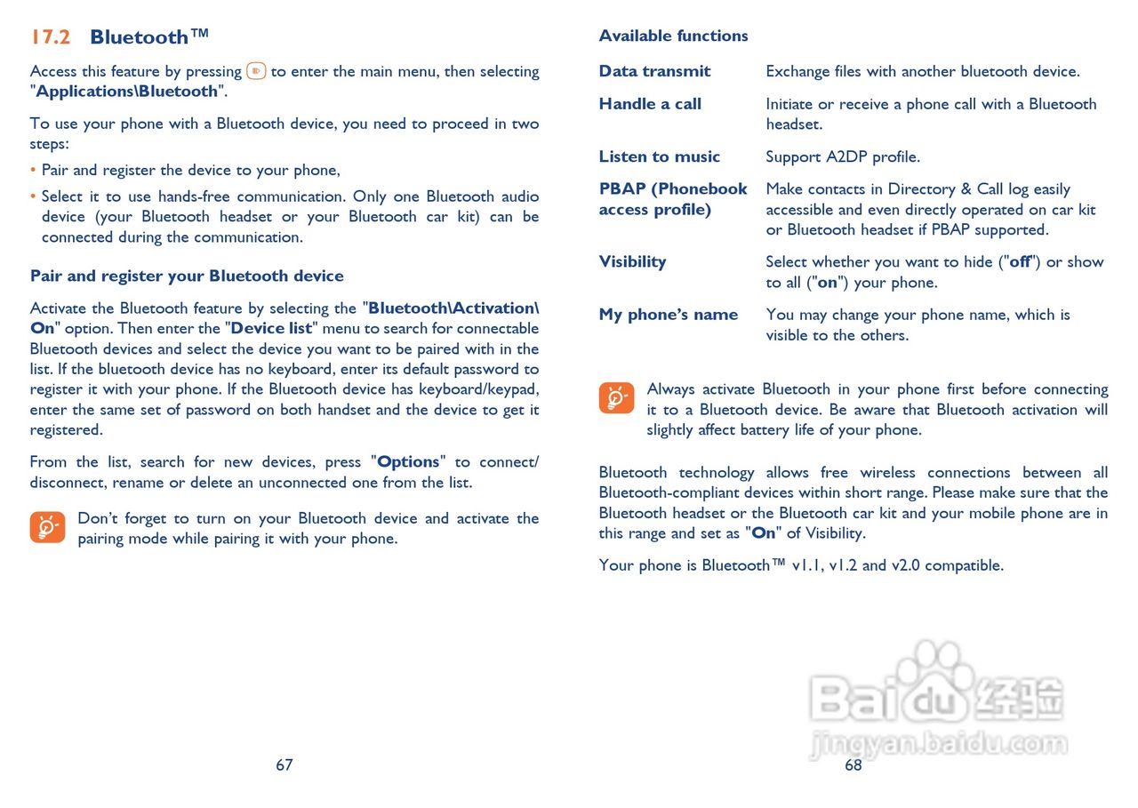 阿尔卡特Onetouch 665手机使用说明书:[4]