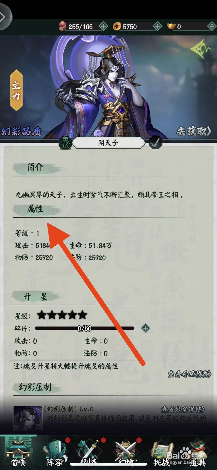 阴阳界如何查看阴天子的属性