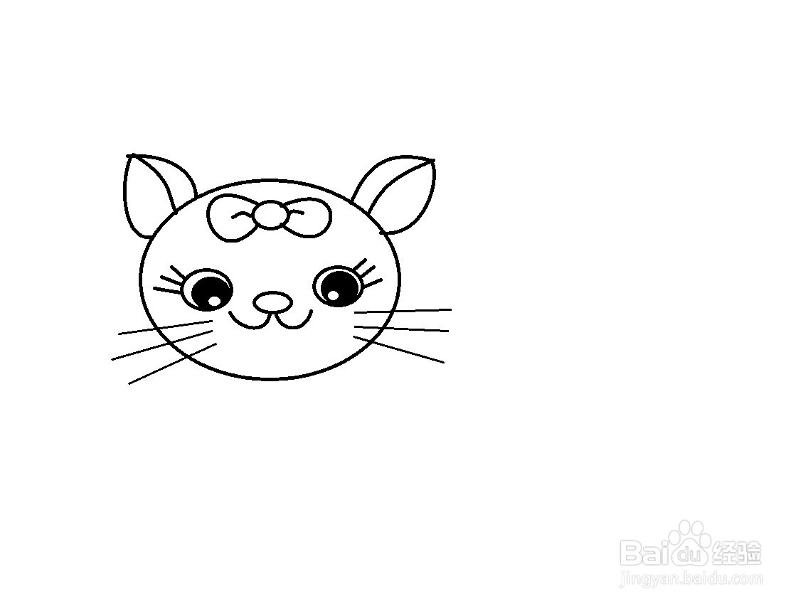 怎样画戴蝴蝶结的小猫