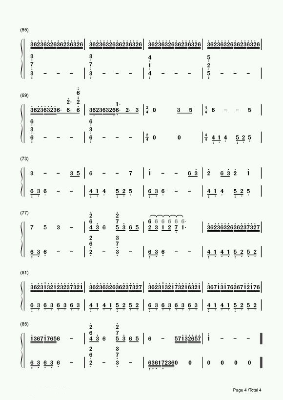 求大鱼钢琴曲简谱双手版